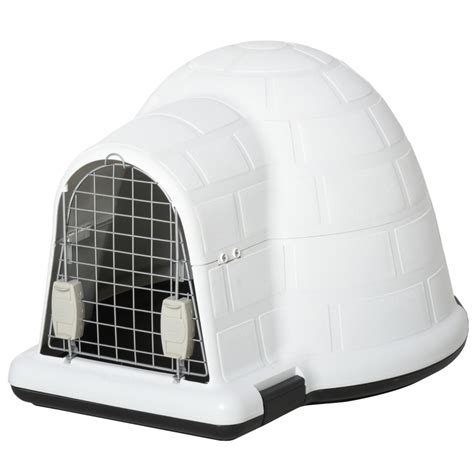 PawHut Plastic Igloo Dog House Puppy Kennel Pet Shelter with Windows ...