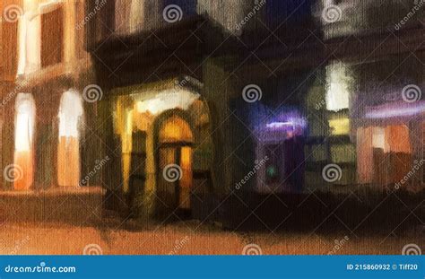 Night City. Modern Painting Stock Illustration - Illustration of dusk, background: 215860932