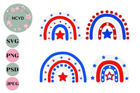 Red White Blue Rainbow Svg 4th of July Graphic by NCYD Shop · Creative Fabrica