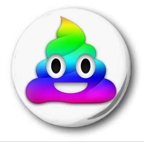 RAINBOW POOP EMOJI - 25mm 1" Button Badge - Cute Emoticon Smiley Face Funny Poo £0.99 - PicClick UK