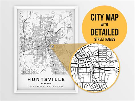 Printable Map of Huntsville Alabama AL United States With - Etsy