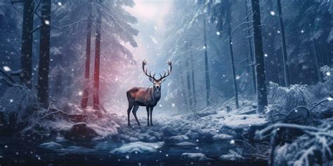 Deer in a winter snowy forest ,Christmas scene ,Generative AI. 30603959 ...