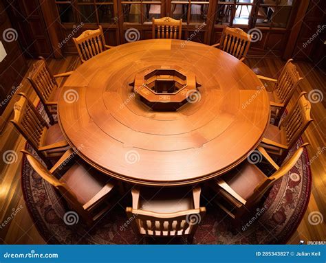 Wooden Conference Table with Chairs Shot from Above Stock Illustration - Illustration of office ...