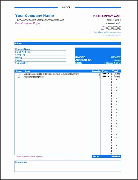 5+ Free Contractor Invoice Template In Excel - SampleTemplatess - SampleTemplatess