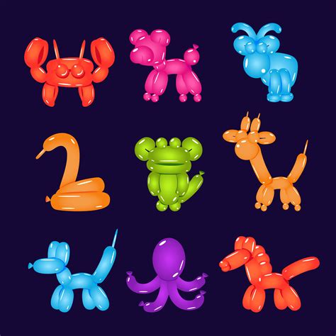 Animal-shaped balloons set | Custom-Designed Icons ~ Creative Market