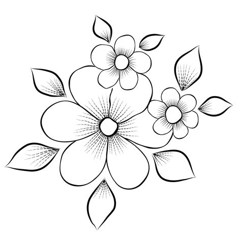 Free Vector line art and hand drawing flower art black and white flat ...