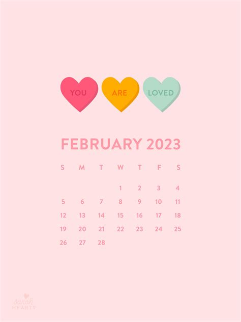 February 2023 Calendar Wallpaper - Sarah Hearts