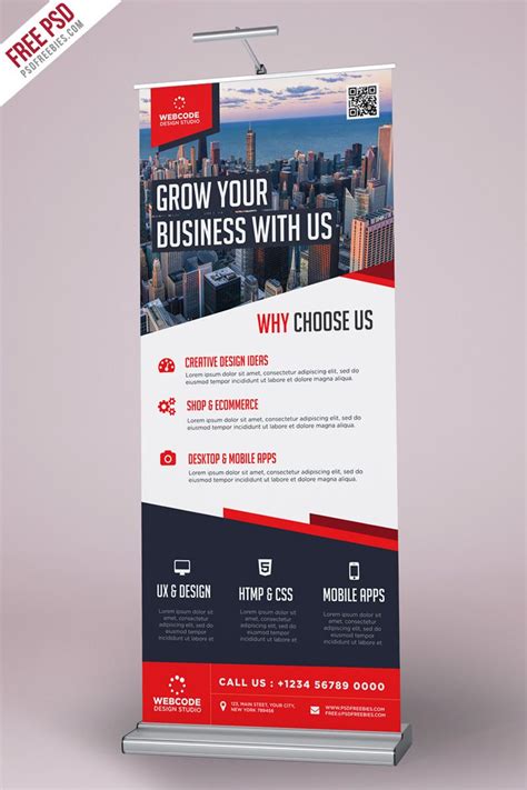 Corporate Advertisement Roll-Up Banner PSD Template | Rollup banner design, Roller banner design ...