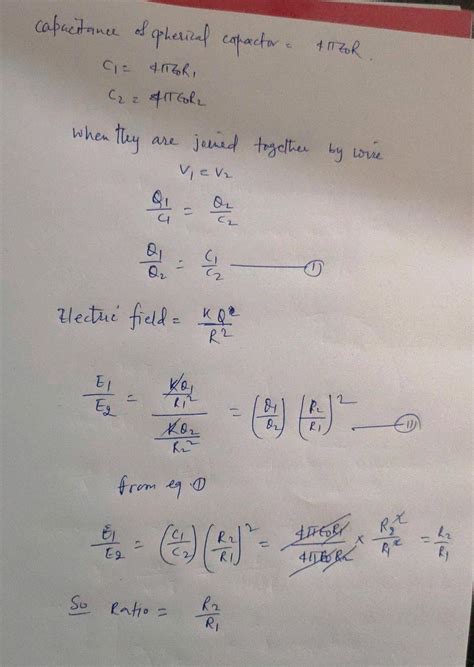 Two spheres of radii R1 and R2 respectively are charged and joined by a wire.What is the ratio ...