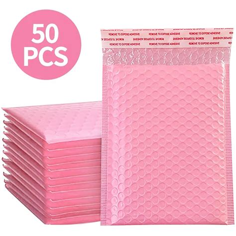 50Pcs Pink Poly Mailer Bubble Mailers Padded Envelopes for Gift ...