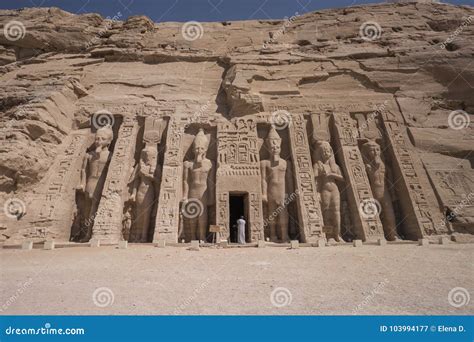 Hathor and Nefertari Temple in Abu Simbel, Egypt Stock Image - Image of ...