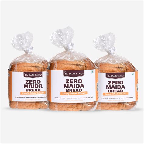 Zero Maida Bread – Simply Whole Wheat (Pack of 3), The Health Factory – Herbivo