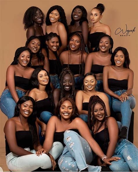 a group of women are posing for a photo in denims and black top tops