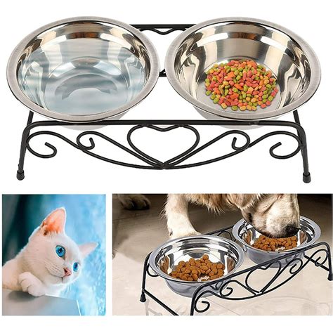 Small Dogs Cat Food Bowls Set Raised Cat Bowls for Food and Water Ceramic Elevated Pet Dishes ...