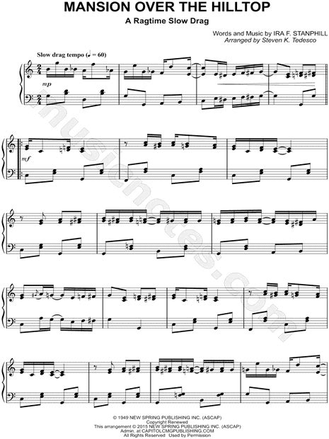 Steven Tedesco "Mansion Over the Hilltop" Sheet Music (Piano Solo) in C Major - Download & Print ...