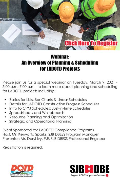 Webinar: Planning & Scheduling for LADOTD Projects