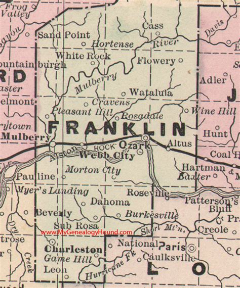 Franklin County, Arkansas 1889 Map