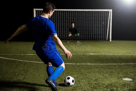 Footballer Shooting a Penalty Kick Stock Photo - Image of player ...