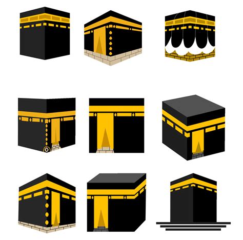 Kabah Islamic Symbol Flat Design Set Collection 7885401 Vector Art at Vecteezy