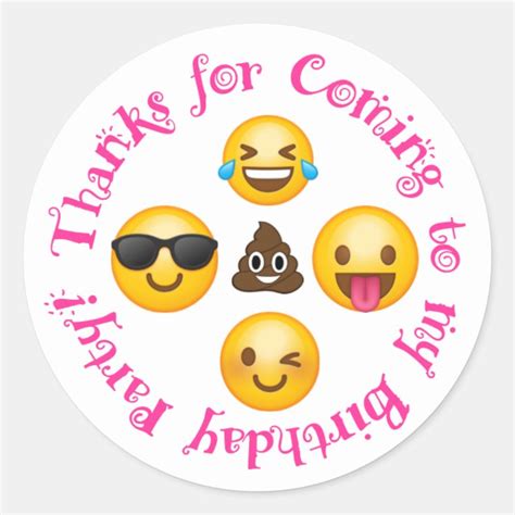 Emoji themed thank you sticker | Zazzle