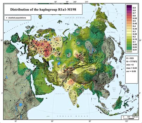 Map of distribution of the haplogroup R1a-M198 (data on Y­chromosome). | Download Scientific Diagram