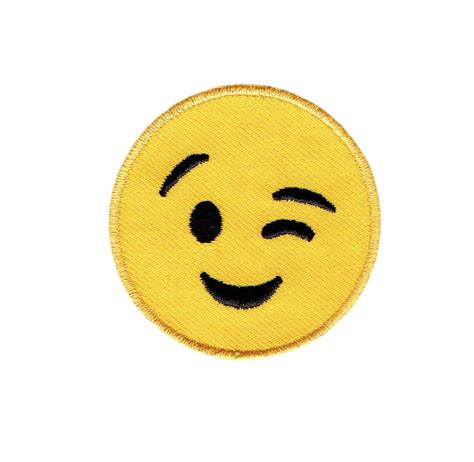 Buy Small - Smiley Face Emoji Winking - Embroidered Iron on Patch Online at desertcartSri Lanka