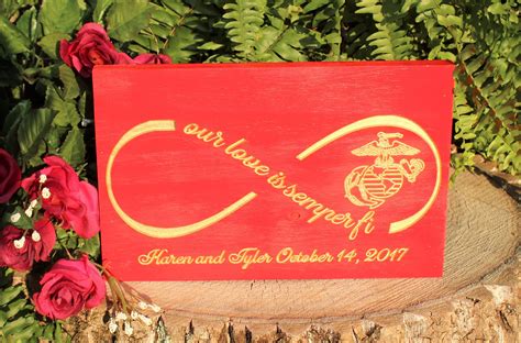 Our Love Is Semper Fi , Carved Wood Sign, Personalized Infinity Circle | Usmc wedding, Carved ...