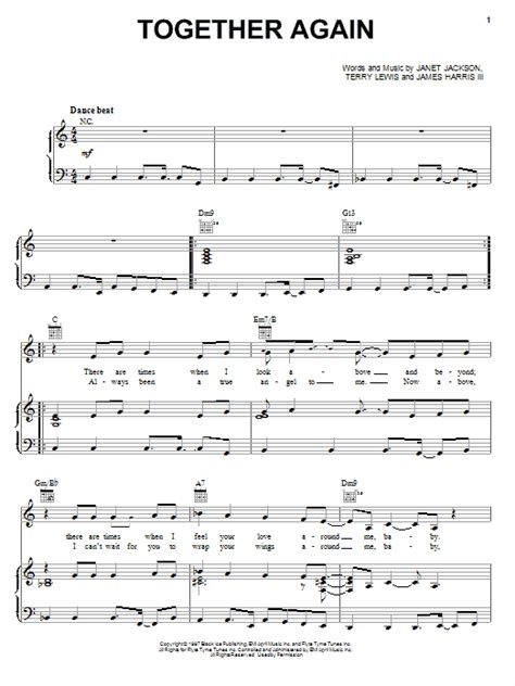 Janet Jackson "Together Again" Sheet Music Notes, Chords | Piano, Vocal & Guitar (Right-Hand ...