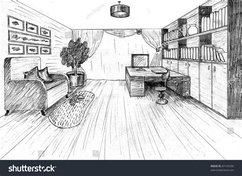 Graphical Sketch Of An Interior Apartment Stock Photo 87145330 ...