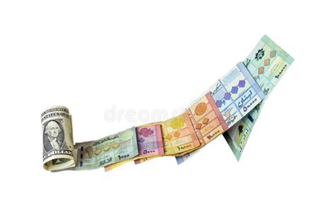 One US Dollar Bill Tipping Over Lebanese Pound Banknotes, Currency of Lebanon Stock Photo ...