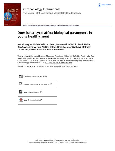 (PDF) Does lunar cycle affect biological parameters in young healthy men?