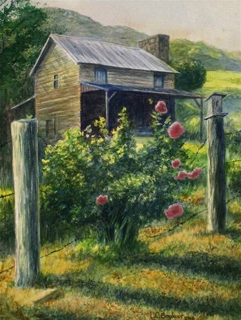 Broken Fence Painting by Leslie Bookout