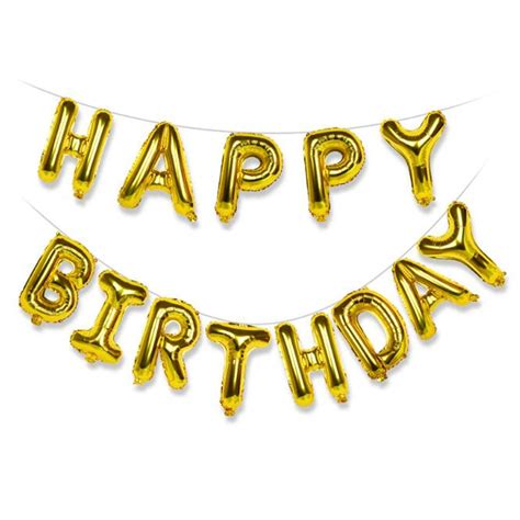 Buy Happy Birthday Balloons Golden,16 inches Aluminum Foil Banner Gold ...