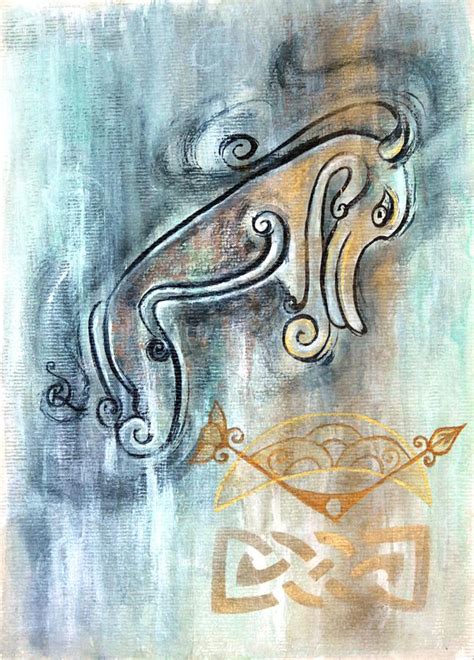 Pictish Beast Painting by Roselyne O'Neill