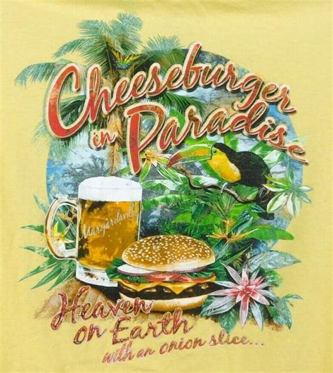 Jimmy Buffett Cheeseburger in Paradise T-shirt XL Yellow 100% Cotton Beer Toucan #JimmyBuffett # ...