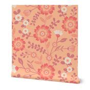 Art Nouveau Floral - Peach Fuzz - Wallpaper | Spoonflower