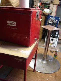 ice chest, school desk, table base | I've used that Coca Col… | Flickr