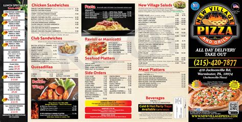 Menu - New Village Pizza – Warminster PA