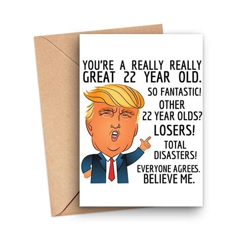 22nd Birthday Card Funny 22nd Birthday Card Trump 22 Year | Etsy