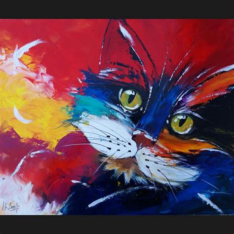 Tableau peinture acrylique moderne chat "Fripouille" | Painting, Art, Cats