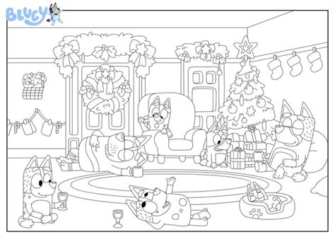 Verandah Santa colouring sheets - Bluey Official Website | Christmas ...