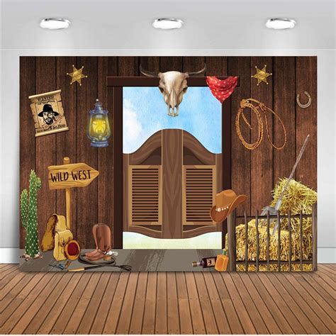 Wild West Party Backdrop Western Cowboy Birthday Background Cowboys Sheriff Birthday Party ...