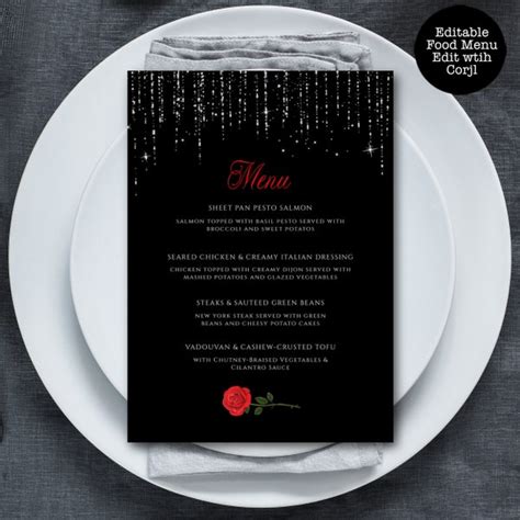 Red Rose Wedding Menu - Etsy