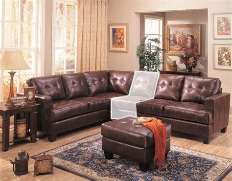 Samuel 3 Piece Brown Leather Sectional Sofa from Coaster (500911 ...
