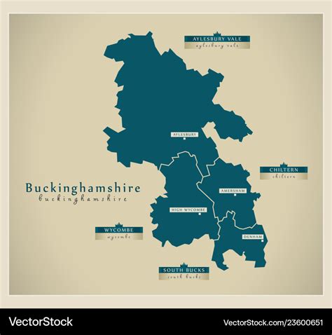 Modern map - buckinghamshire districts detailed uk