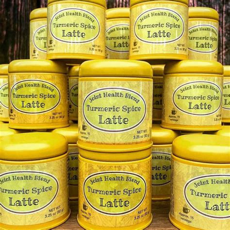 Turmeric Spice Latte in Yellow Tin - Customer Label Ideas | OnlineLabels®