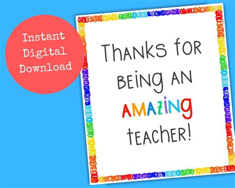 Teacher Appreciation Gift Tag Printable, Teacher Appreciation Week Thank You Tag, Teacher ...
