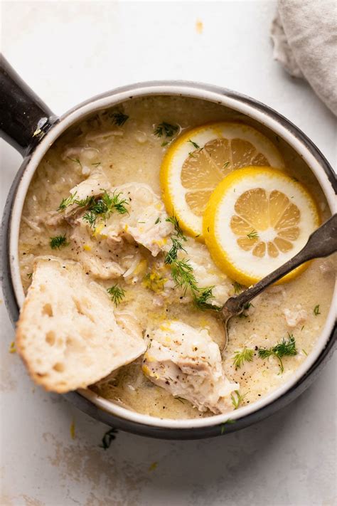 Greek Lemon Chicken Soup (Dairy Free!) - Well Seasoned Studio