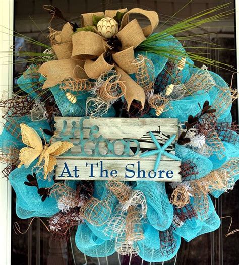 Beach themed wreath | Beach wreath, Wreaths, Mesh wreaths