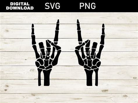 Rock On Bone Hands Skeleton Hands SVG PNG silhouette vector - Etsy España